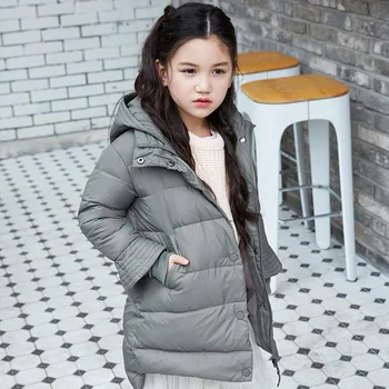 

5-14years Girl's down Coat Mid-Length White Duck down Jacket for Children Winter girls winter coats