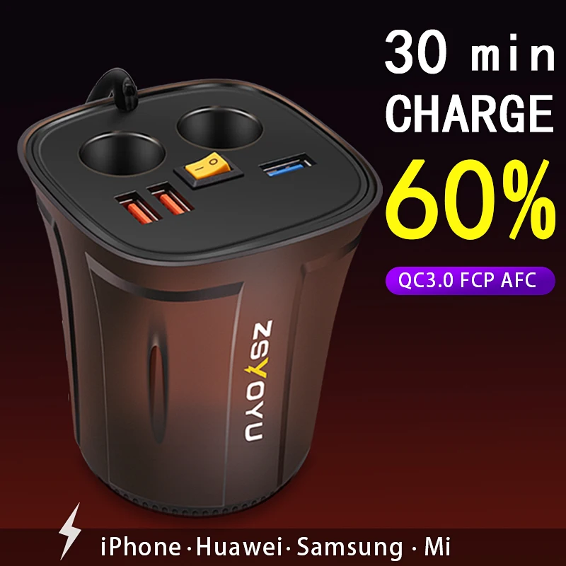 

Max 5V 4.2A 3 USB Car Charger for iphone samsung huawei Dual Cigarette Lighter Car Cup Electronic Lighter Socket Adapter QC 3.0