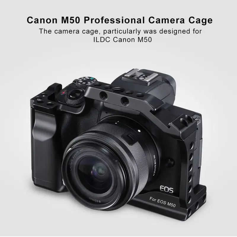 Новая Профессиональная клетка для DSLR камеры для Canon M50 M5 Arca БЫСТРОРАЗЪЕМНАЯ клетка для EOS M50 с отверстием Arri для горячего башмака 1/4 3/8