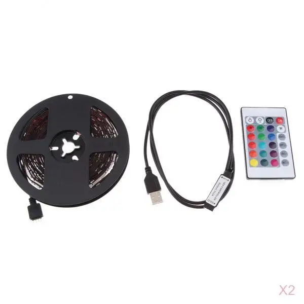 2 Set DC 5V USB LED RGB Strip Light TV Back Lighting with 24-Key Remote - 4m