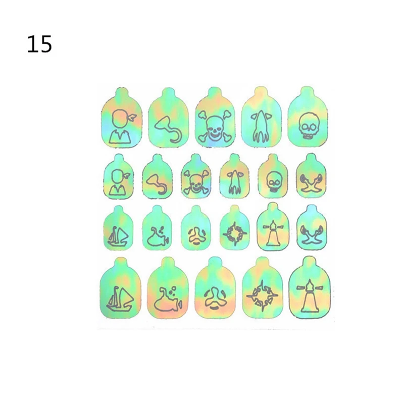 22 листа пламя Holo наклейки для ногтей винилы трафарет стикеры 3D на ногти Nail Art Наклейки маникюрные украшения