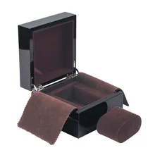 Черный лакированный металлический знак Логотип Деревянный высокого класса часы коробка бренд часы дисплей коробка квадратная коробка