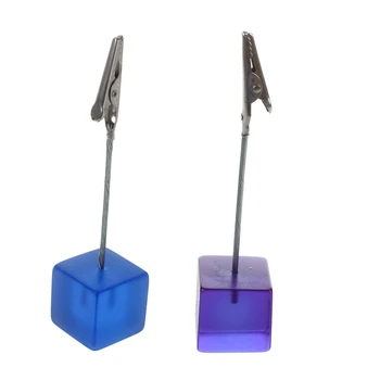 

2 Pcs Memo Halter Card Holder Memo Clip Photo Picture Holder with Alligator Clip Purple & Translucent Blue