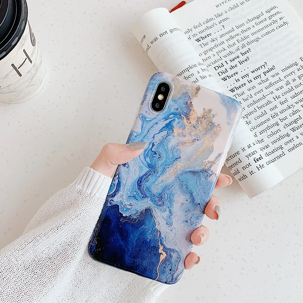 Отсутствие мраморных каменных чехлов для iphone XS Max гладкая текстура океанских волн чехол для телефона iphone 7 8 Plus 6 6S X XR задняя крышка Капа