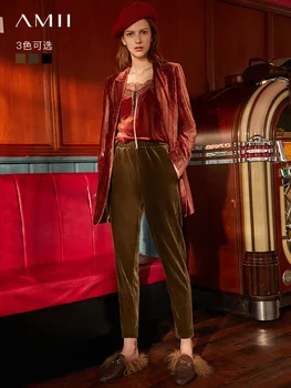 

Amii Minimalist Casual Pants Women Autumn Elastic Waist Loose Solid Pockets Female Straight Pants 11920334