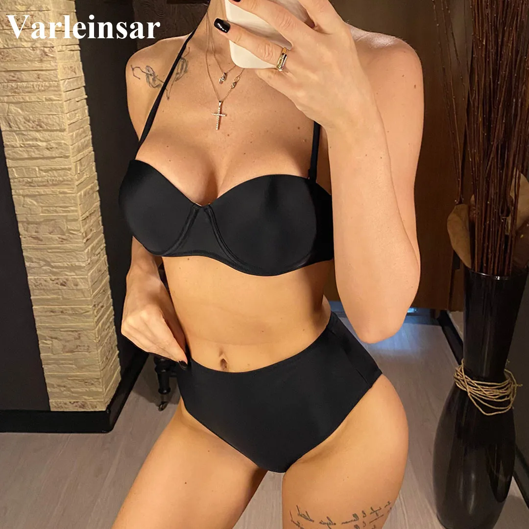 Женский комплект бикини пуш-ап с высокой талией раздельный чашкой бюстгальтера