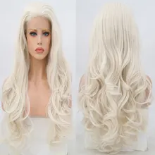 Bombshell натуральные волнистые синтетические 13*3 парик на кружеве бесклеевой белый натуральный волос термостойкие Волосы Расставание женские парики
