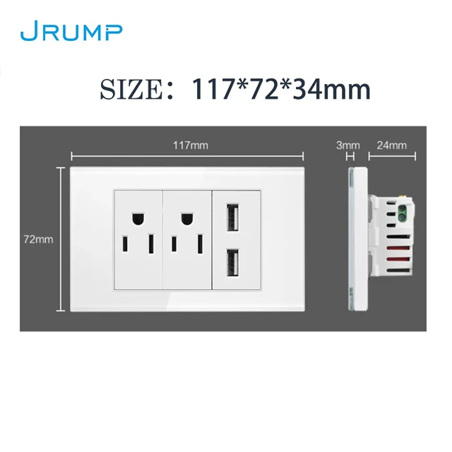US standard power wall socket AC100240V 15A household socket 5V dual