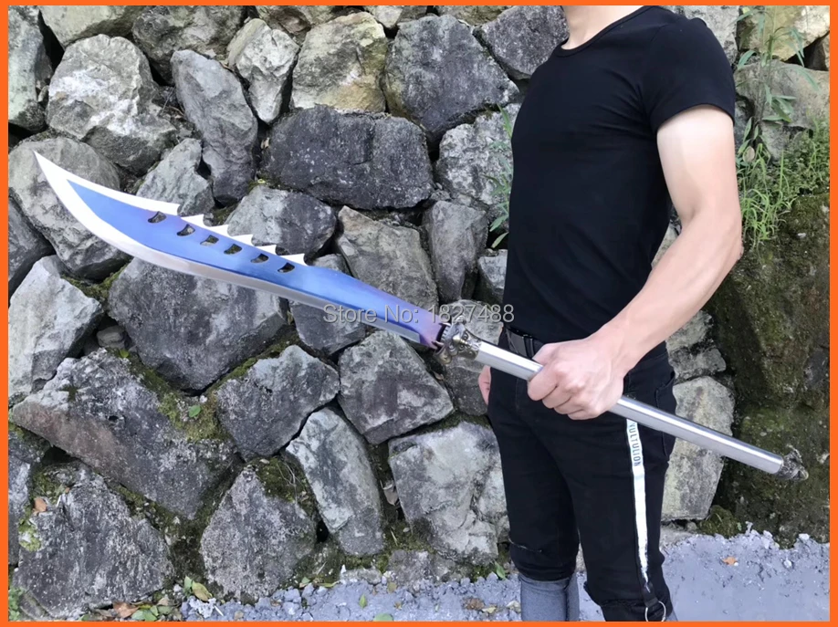 Strong Blue High Manganese Steel Sharp Chinese KungFu Broadsword Dao Sword Steel Handle Outdoors Fighting Knife Saber