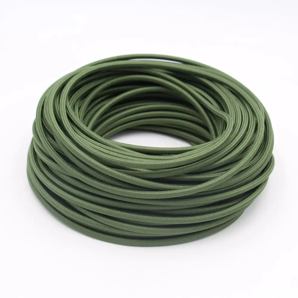 Olive-green 50 м VDE 2 ядра 0,75 мм Винтаж светильник шнур текстильная ткань покрыта гибкий кабель с ПВХ изоляцией провод светильника шнуры - Цвет: Olive-green