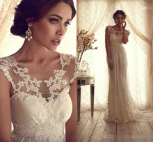 

kurti Elegant Scoop Court Train Backless lace Appliques Tulle Wedding Dresses Bridal Gown vestido de noiva sereia free shipping