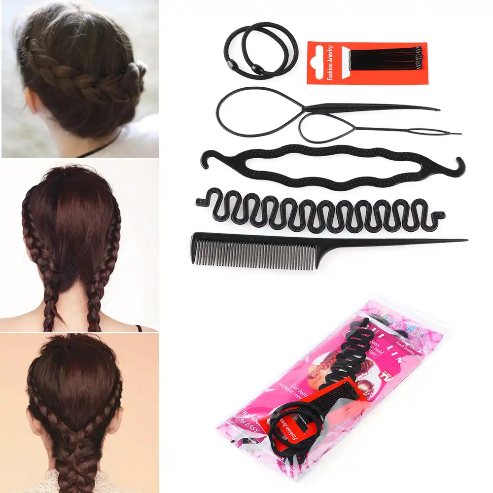 5pcs Set Professional Bun Roller Maker Twist Curler Hair Braid