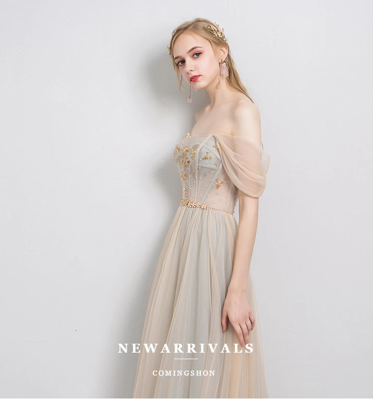 BGW Square Collar Tulle A Line Evening Dress Lace Up Up Backless Solid Color Crystal Formal Party Dress