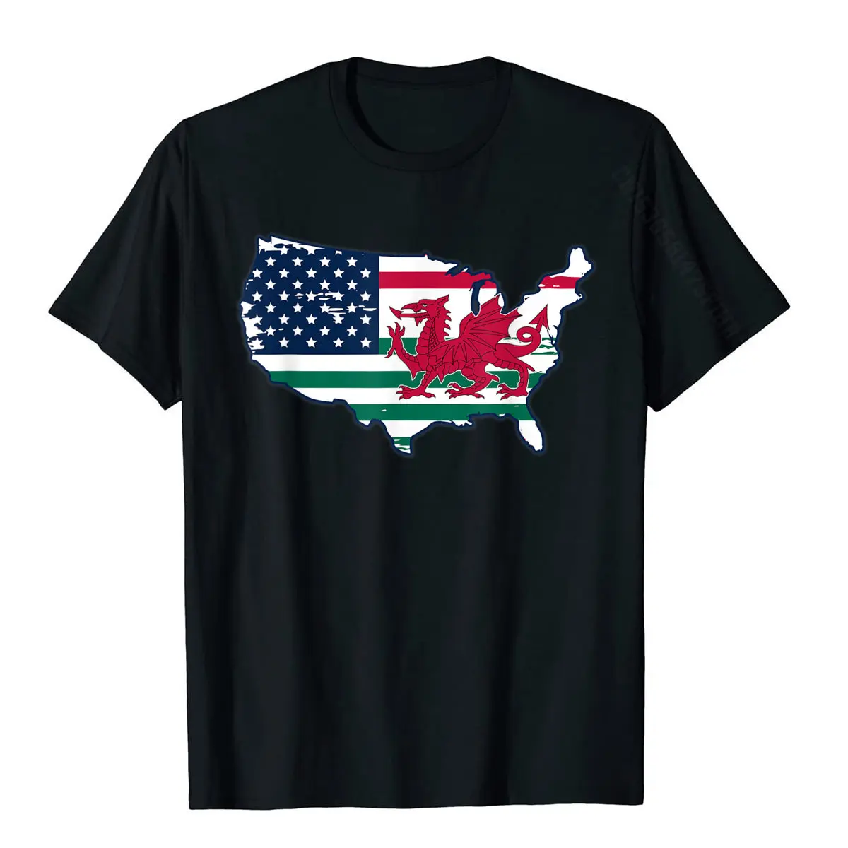 T-Shirt Galles Bandiera Usa Welsh Red Dragon Cymru Anstry Expat Stampato Su Tees Magliette Da Uomo In Cotone Stampate Su Slim Fit