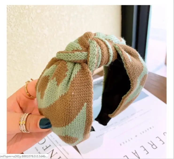Autumn and winter new cashmere wool hairbands wide side warm middle knotted headbands