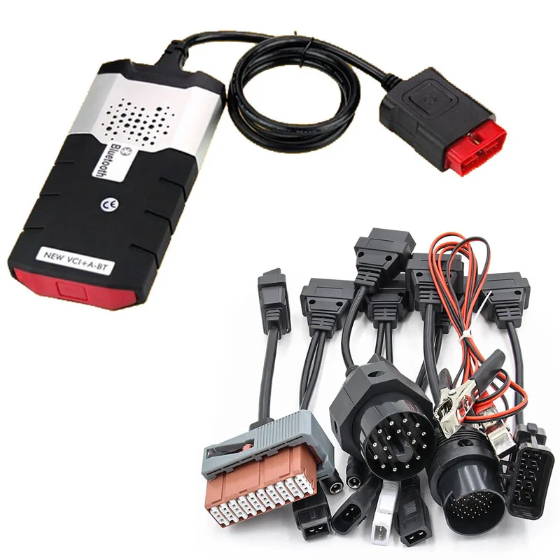 Новинка. R3 Vci Vd Tcs Pro авто грузовик для Delphis Ds150e Профессиональный диагностический инструмент+ 8 шт. автомобильных диагностических кабелей - Цвет: No Bluetooth