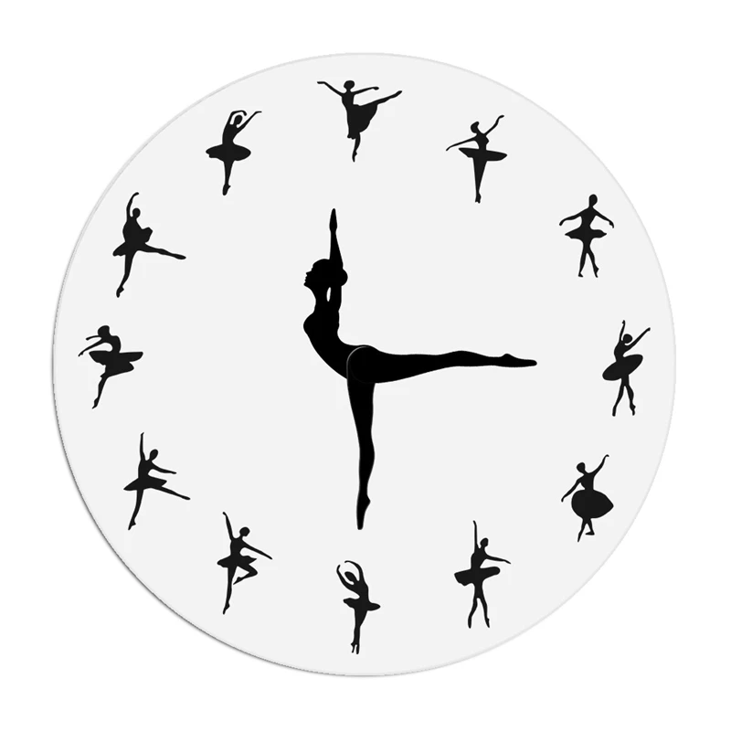 Модные очаровательные настенные часы с балериной для маленьких девочек; декор для детской комнаты; современные настенные часы для балета; танцевальные часы для девочек; ручная работа