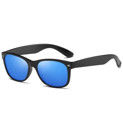 Классические мужские солнцезащитные очки, поляризационные, gafas de sol hombre, фирменный дизайн, Ретро стиль, для вождения, квадратная оправа, солнцезащитные очки, wo, мужские очки - Цвет линз: black blue
