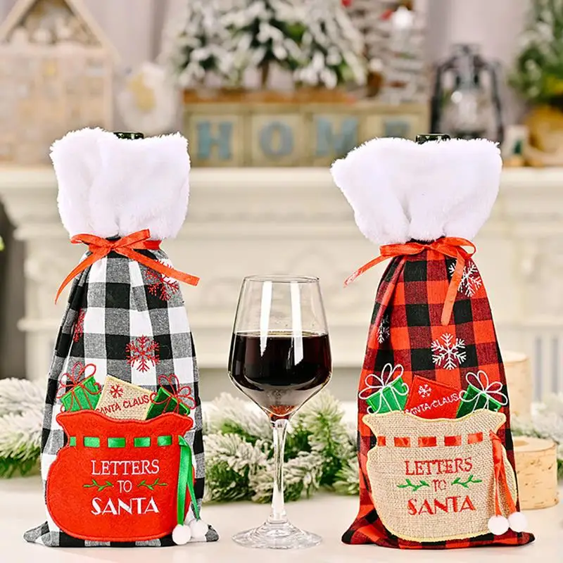 Merry Christmas Santa Wine Bottle Bag Cover Champagne Bottle Cover Ornaments Christmas Decorations Gift New Year 2022
