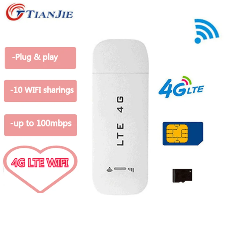 Najtaniej TIANJIE LTE Router USB 3G 4G Router wi fi bezprzewodowy Modem samochodowy USB 4G Mini Wifi Stick karta Sim dane mobilny Hotspot karta Sim Dongle