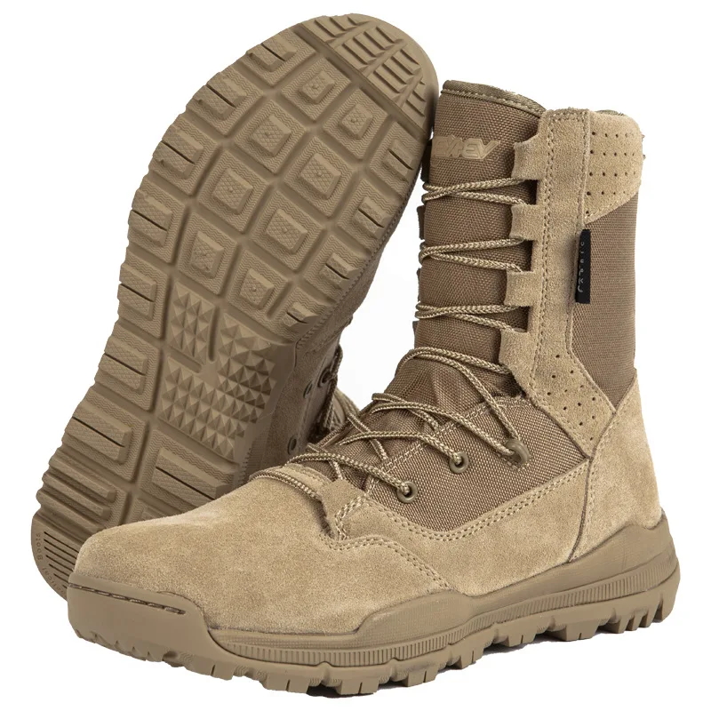 

Top Layer Cowhide Outdoor Military Travel Combat Men Boots Cordura Waterproof Ultra Light Leather Warm High Tactical Women Shoes