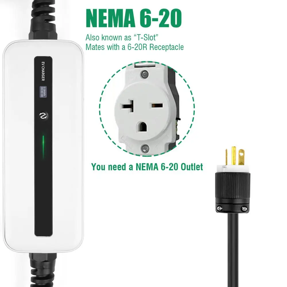 Type1 EV зарядное устройство 16A 3 6 кВт NEMA6 20 уровень штепсельной вилки 2 Портативный EVSE