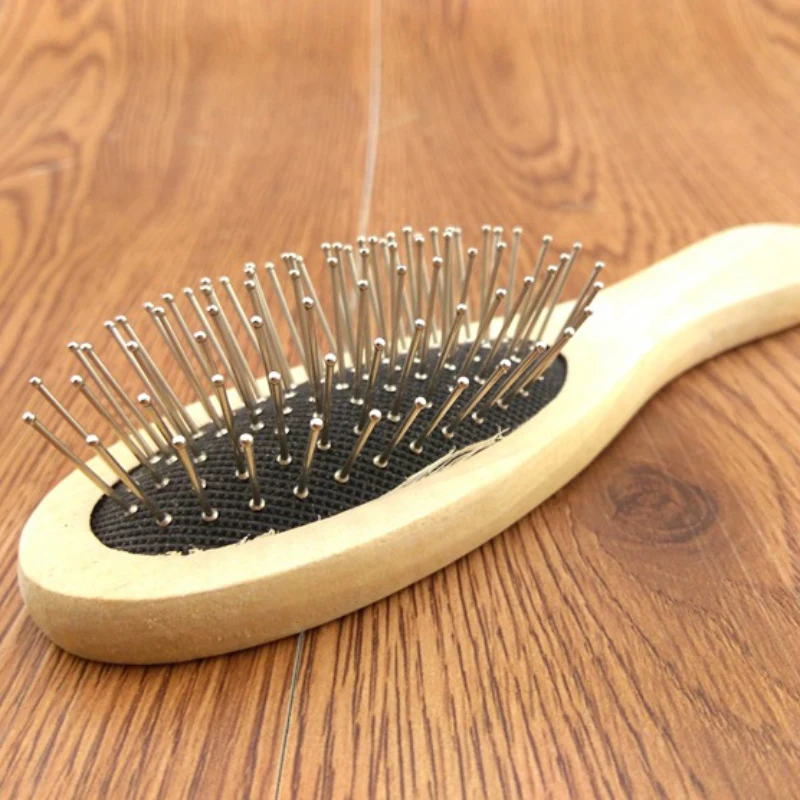 New New Wooden Handle Massage Pet Hair Brush with Metal Pins Message Comb with Air Cushion SCI88