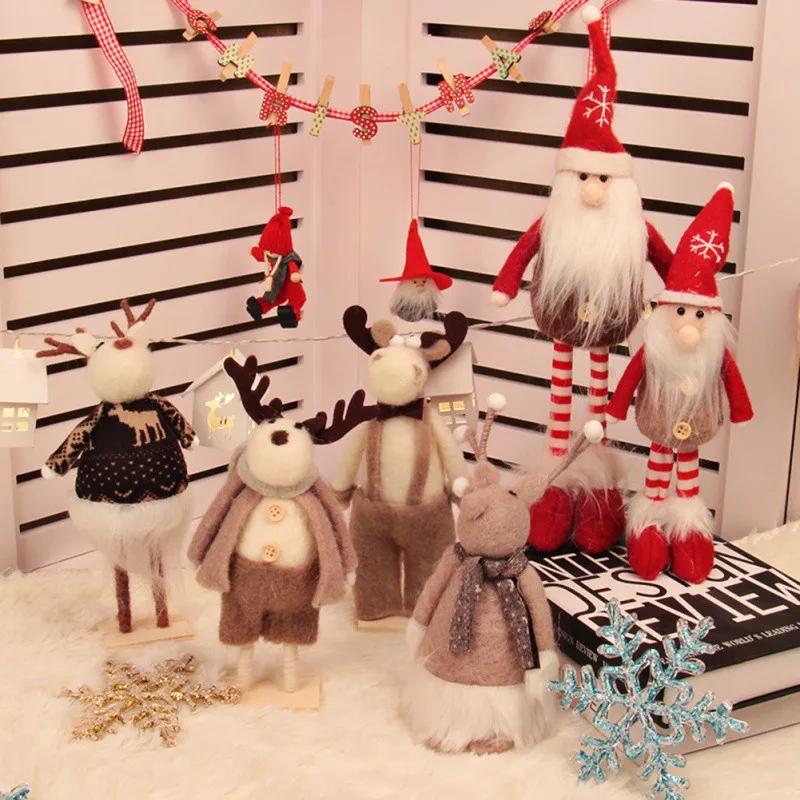 Плюшевые куклы с телескопическими ножками, стоящая фигурка, украшения для детей, праздничные подарки, игрушки
