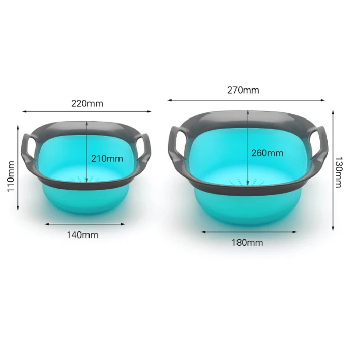 Collapsible Colander Food Grade Silicone Kitchen Fruit Vegetable Strainer Basket Folding FP8