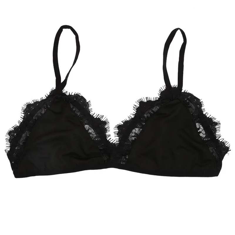 

Fashion Girls Lace Bra Crop Top Triangle Bralette Bustier Unpadded Mesh Lined Floral Sheer
