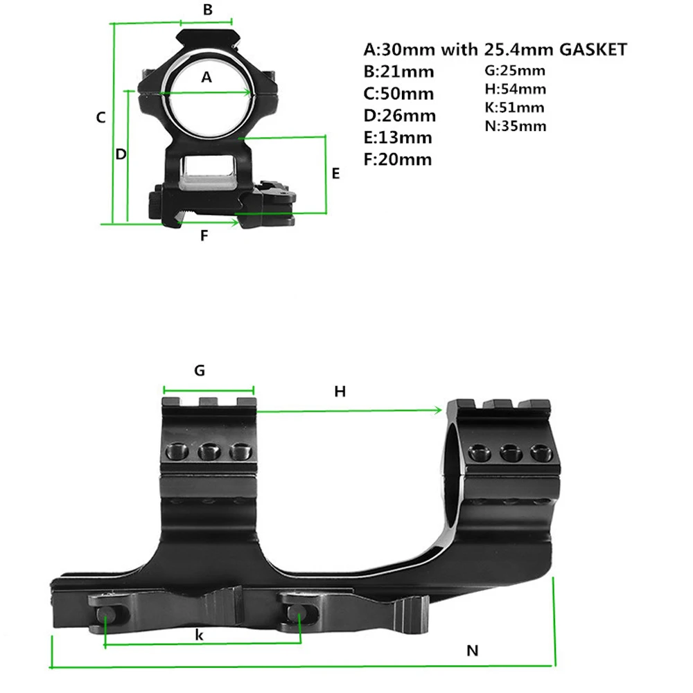 Quick Release One Piece Scope Mount 1"/30mm Dual Rings Hunting Accessories 20mm Picatinny Rail QD Cantilever Tactical Mounts