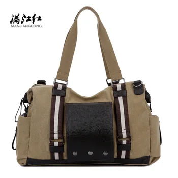 

Cross - border leisure canvas bag for men's handbags large capacity single shoulder outdoor messenger bag backpack