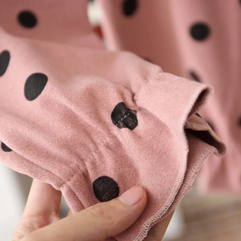 New Girls Pants Children Baby Girls Autumn Cotton Polka Dot Print Pants Casual Bow Decoration Trousers Toddler Clothes Bottoms
