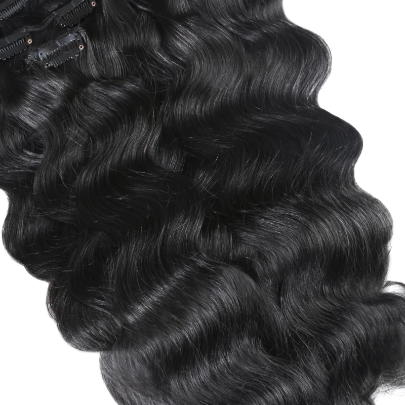 Full Head Brazilian Machine Made Remy Hair #60 Blonde 12&rdquo;-24&rdquo;Body Wave Clip In Human Hair Extensions 70g