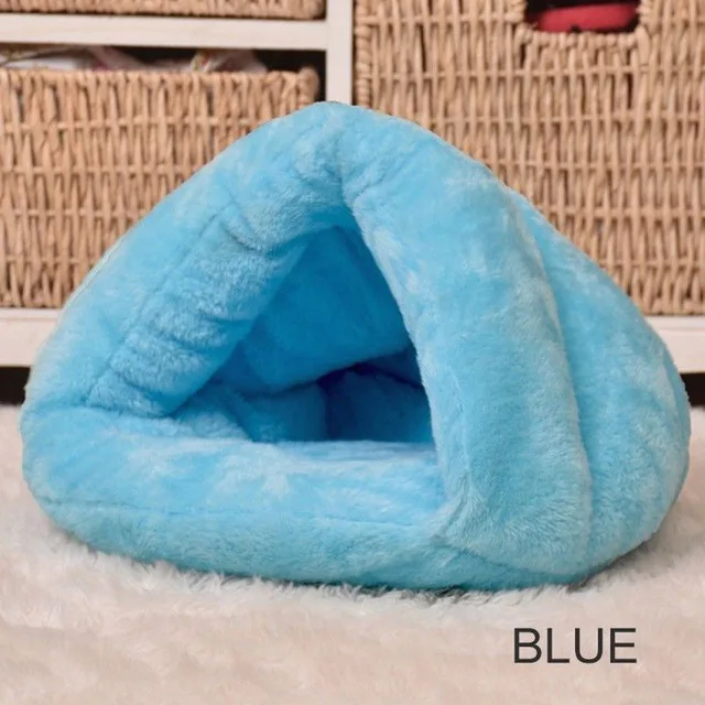 New pet dog cat cave igloo bed basket house kitten soft cozy indoor cushion kennel hot - Цвет: Синий