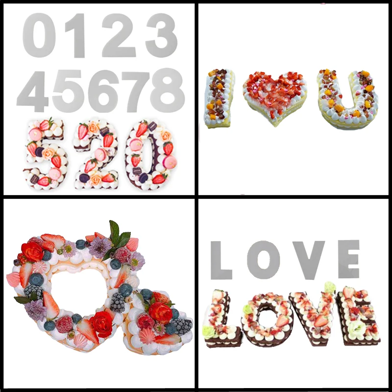 

Meibum PET Plastic Cream Mousse Cake Dessert Mold LOVE Heart 0-8 Numbers Wedding Birthday Party Pastry Decorating Mould