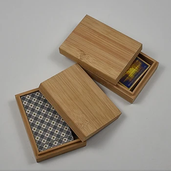 

Bamboo Cards Storage Box with Lid Desktop Wooden Poker Card Box Case For Playing Games Table Board Deck Game