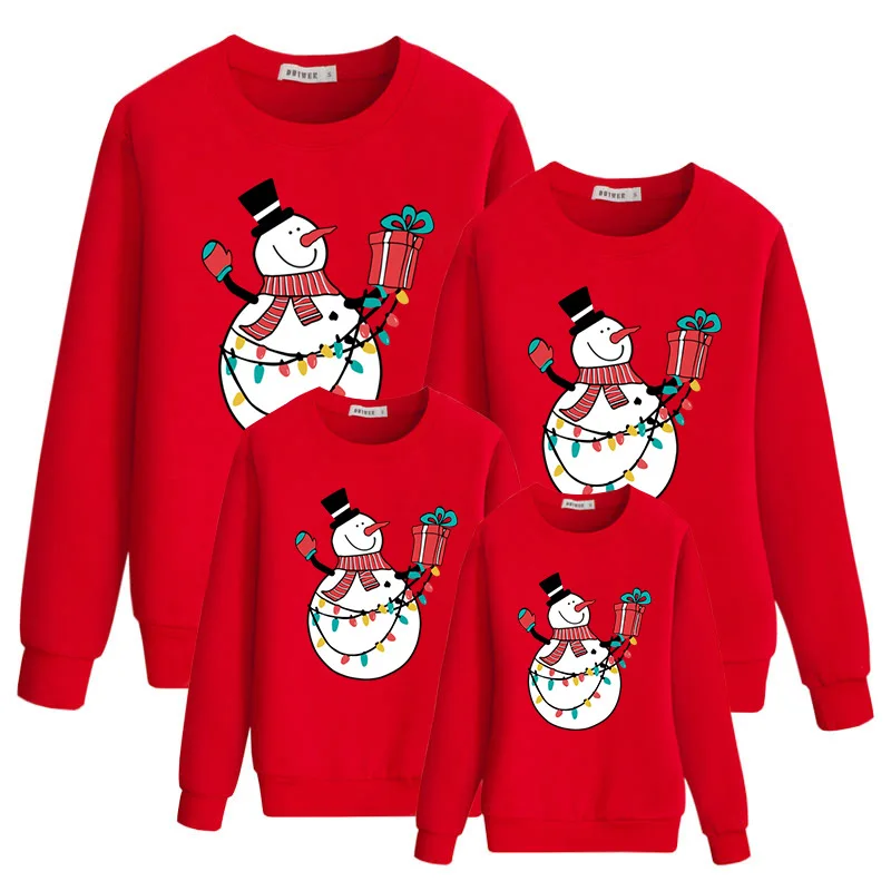 Одинаковые Рождественские свитера для семьи; рубашка для мамы, папы, сына и дочки; одежда для родителей и детей с принтом снеговика; одежда для папы, мамы и меня