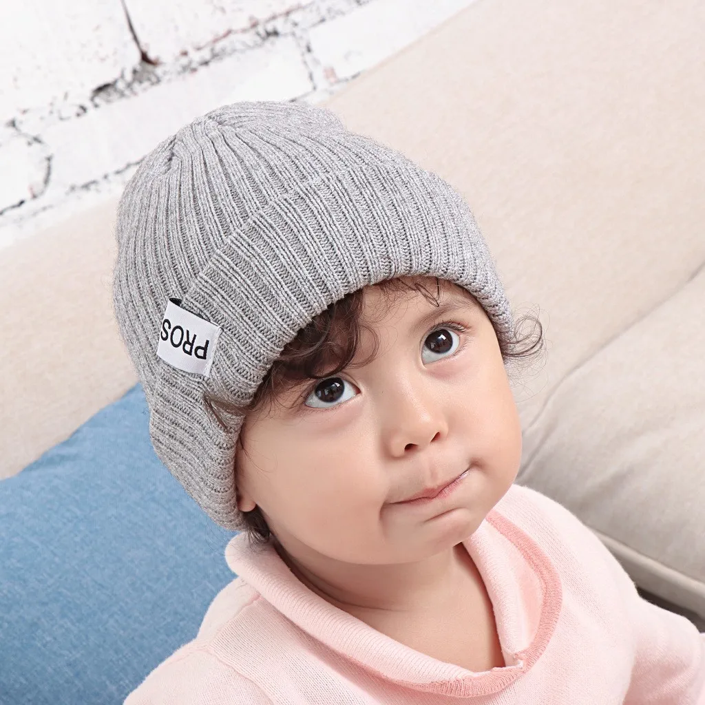 Unisex Children Baby Solid Hat Winter Autume Warm And Windproof Thread Knitted Wrap Cap Hat Acrylic One Size 1-4 years old#PYS