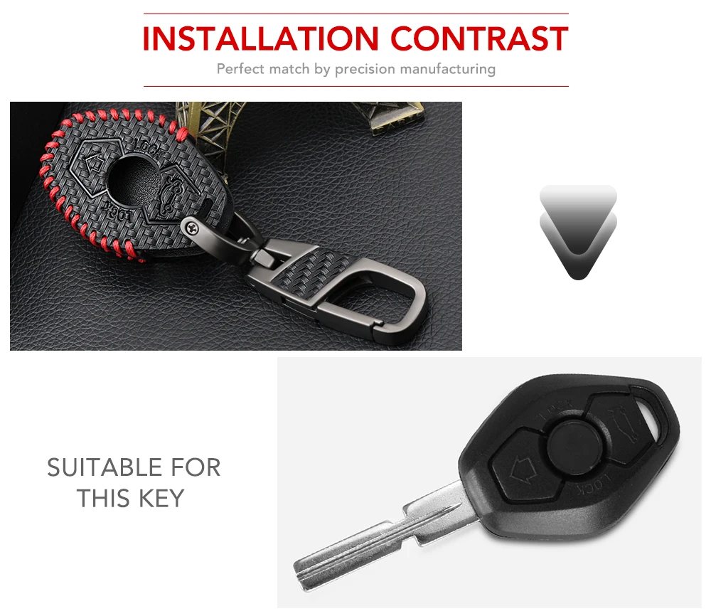 Car Key Case Leather Zinc Alloy Carbon Fiber Style for BMW M3 E38 E39 E46 E53 E60 E61 E83 E85 E86