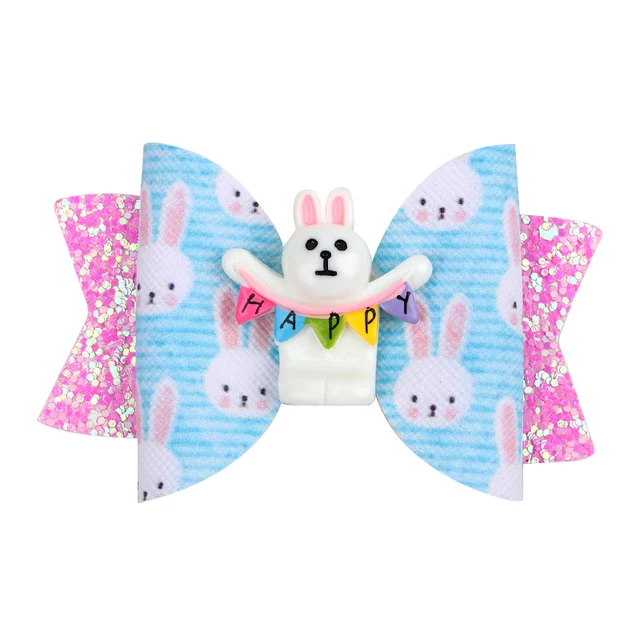 ncmama Easter Day Hair Clips For Girls Kids Glitter Stack Radish Hairclip Rabbit Hair Bows Hairpins Hair Accessories 5