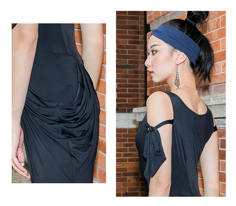 Years New Tassel Black Color Dance Dresses Polyester Frabic Good Quality Summer Match Dress For Cha-Cha Clothes