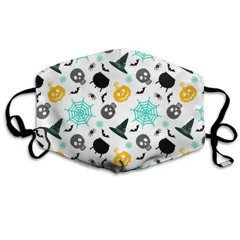 

Halloween Cartoon Art Washable Reusable Mask, Cotton Anti Dust Half Face Mouth Mask For Kids Teens Men Women With Adjustable