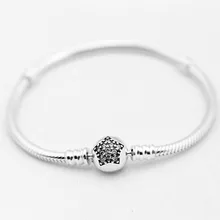 925 пробы серебряный браслет с круглой застежкой, клипса с кристаллами, браслет, подходит для бусин, шарм, сделай сам, оригинальные ювелирные изделия