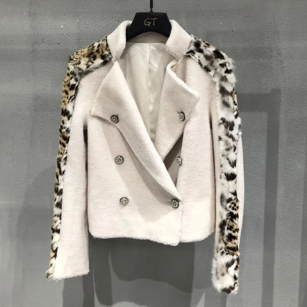 

winter coat women real sheep wool fur coat double breasted england style fur jacket 2019 fashion Winter blouse female overcoat