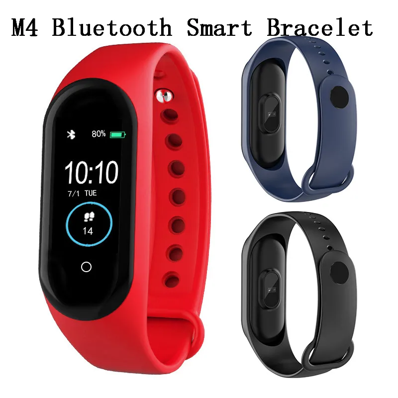 

2019 New M4 Smart Bracelet Bluetooth Call Information Push Heart Rate Step Exercise Waterproof Color Touched Screen Bracelets