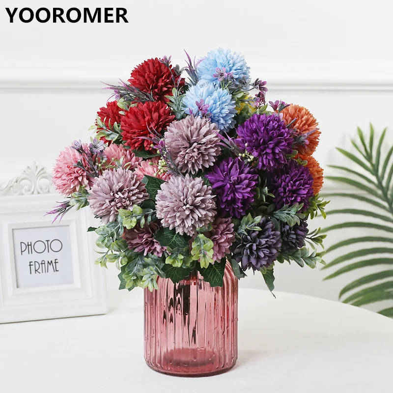 Винтажный букет из гортензии YOOROMER с 5 головками шелковые цветы для украшения