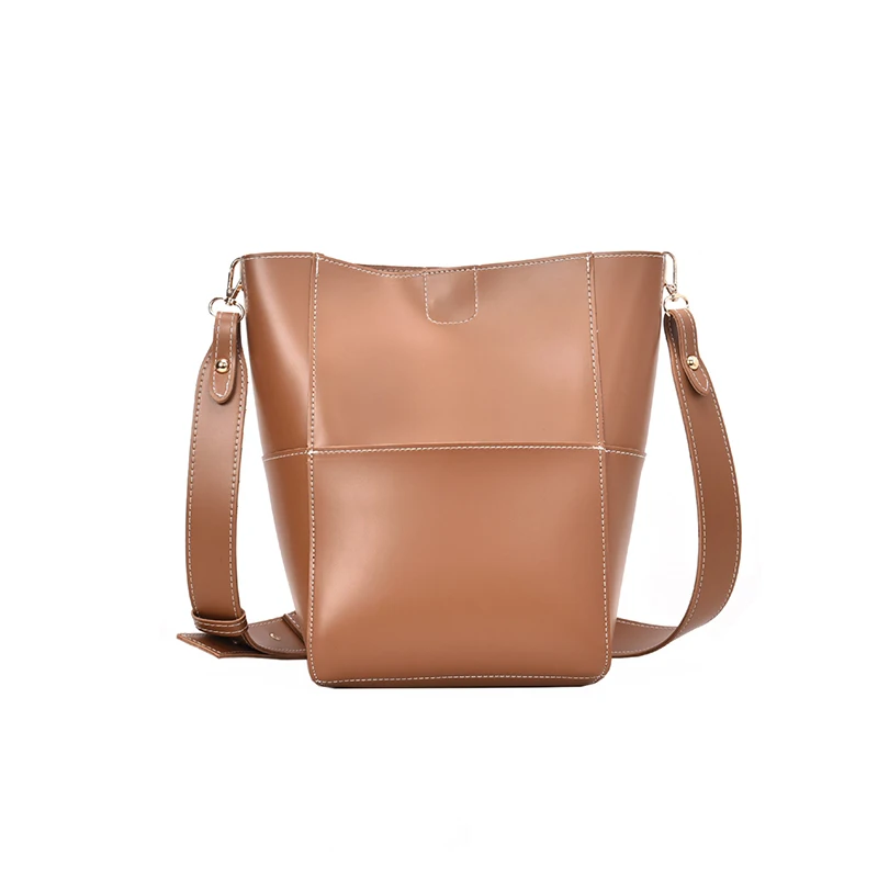 Большая сумка-мешок для женщин, повседневные однотонные сумки через плечо, женская простая сумка через плечо, комбинированные Сумки из искусственной кожи
