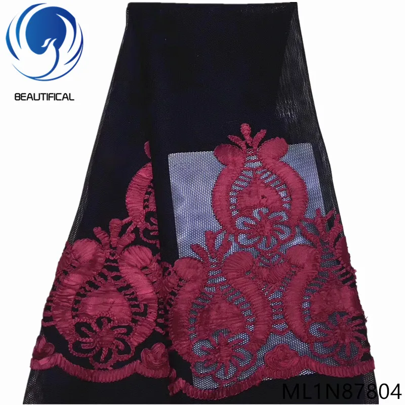 

BEAUTIFICAL Nigerian Tulle Net Lace with Embroidery 2019 French Lace Net Lace Polyester African Fabric ML1N878