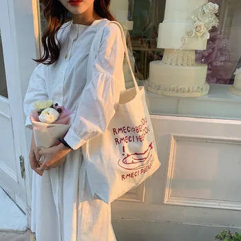 

Large Capacity Canvas Tote Bag Fabric Cotton Cloth Reusable Shopping Bag Women Handbags Printed Shoulder Bags For Women 2019